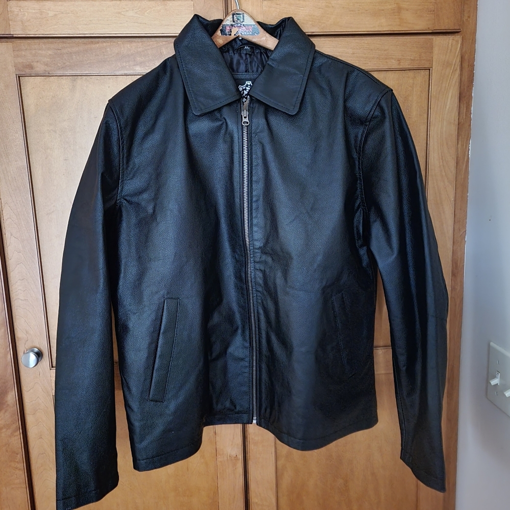 Men's Earl Cowhide Leather Jacket Black RL/XL. NEW with Tags Real Leather